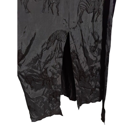 ZARA Black Zebra Print Diamonte Button Thigh Split Midi Dress Size L NWT - Picture 11 of 16